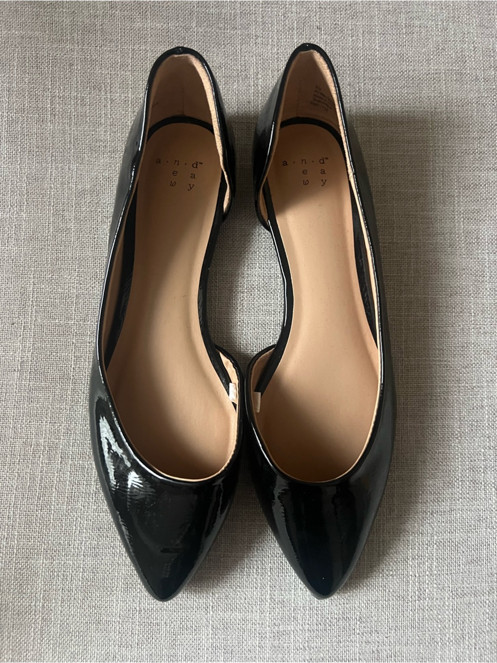 a new day Black ballet flats, women’s 6.5, pointed toe, d’orsay, office dressy